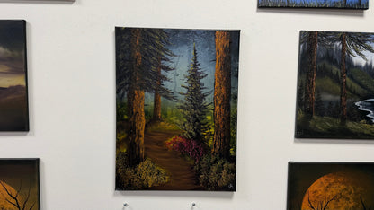 Painting #2653 - 18x24" Canvas - Sunset Cabin Landscape painted 10-17-26