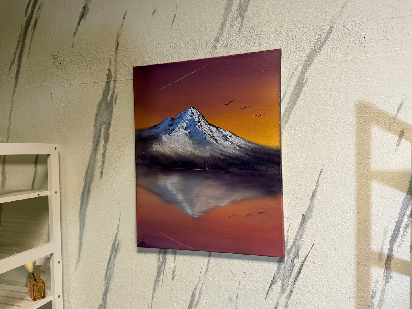 Painting #2191 - 16x20" Canvas - Trillium Lake Reflection painted 12-15-25