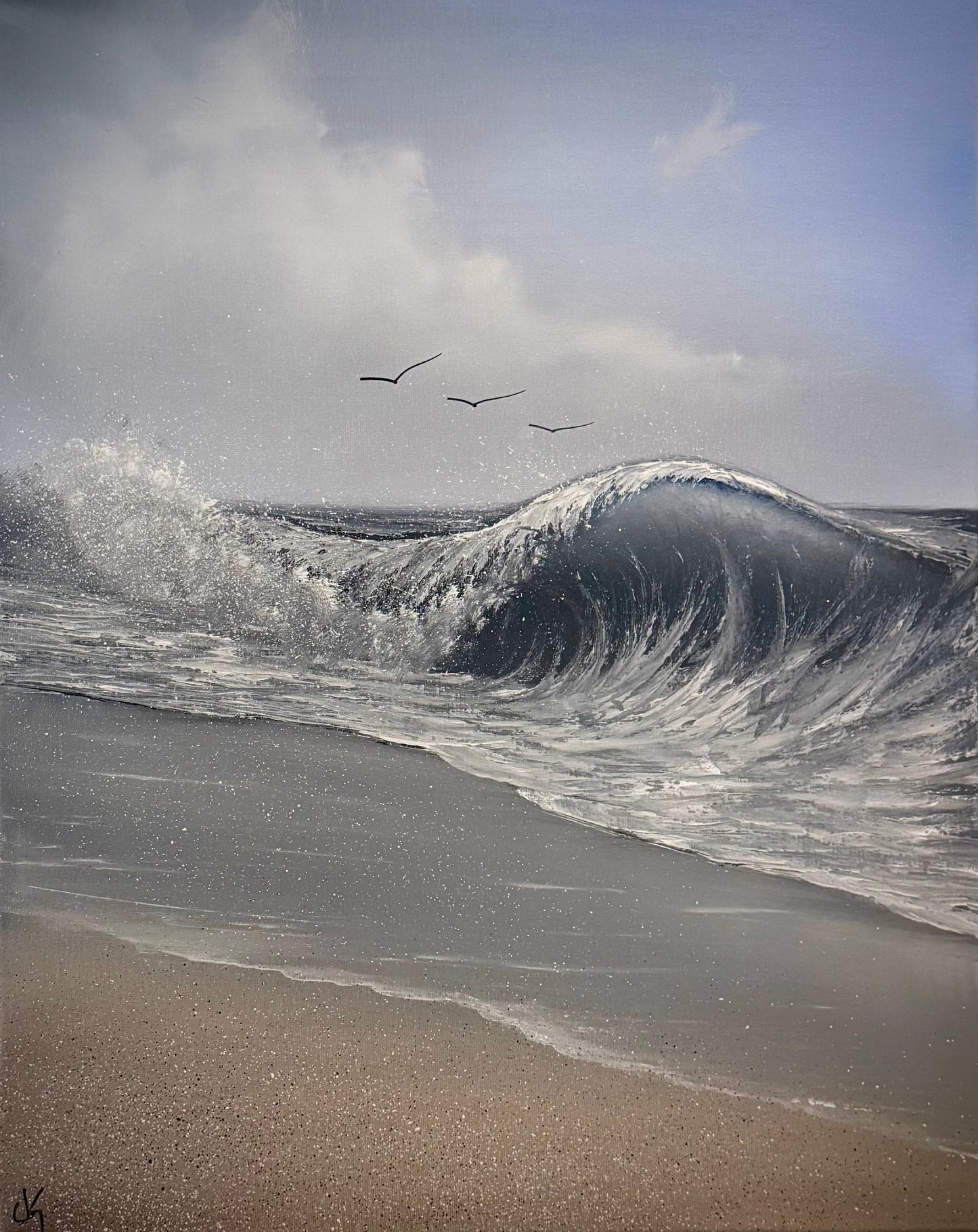 Painting #2336 - 16x20" Canvas - Crashing Wave Seascape painted 3-15-26