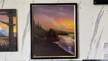 Painting #2438 - 20x24" Framed Canvas - West Coast Seascape painted 5-15-26