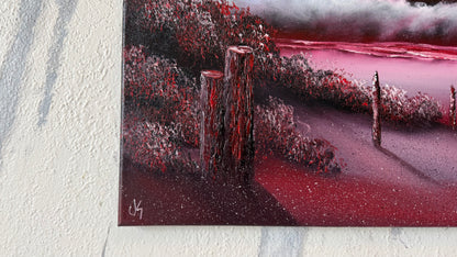 Painting #2457 - 16x20" Canvas - American Flag Seascape painted 5-25-26