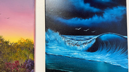 Painting #2519 - 16x20" Canvas - Crashing Wave Seascape painted 7-18-26
