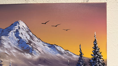 Painting #2146 - 20x24" Canvas - Sunset Mountain Landscape painted 11-14-25