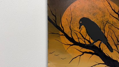 Painting #2607 - 16x20" Canvas - Raven Moon Landscape painted 9-18-26