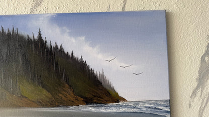 Painting #2401 - 16x20" Canvas - Pacific Northwest Seascape painted 4-20-26
