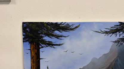 Painting #2652 - 18x24" Canvas - Mountain Cabin Landscape painted 10-17-26