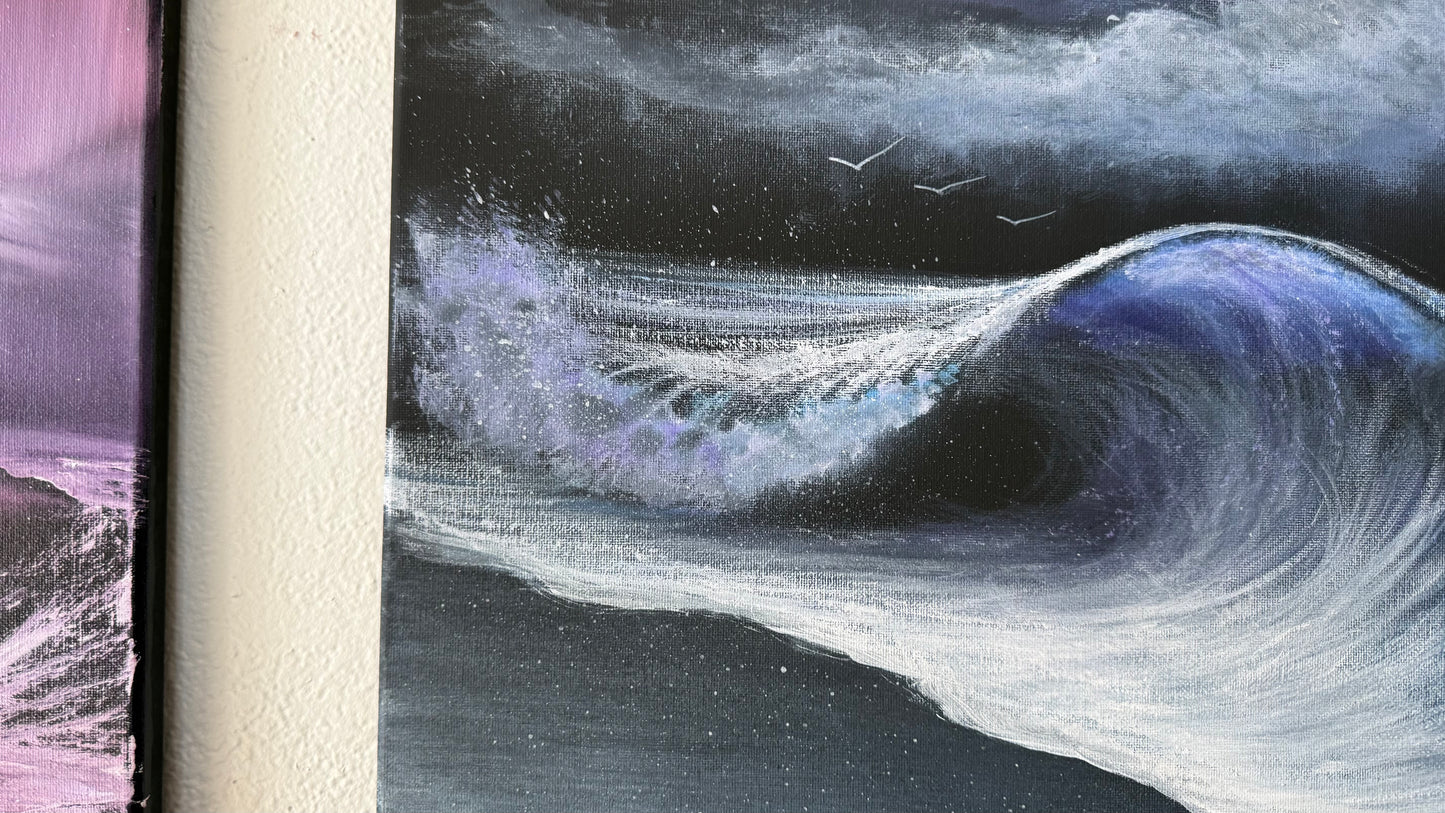 Painting #2371 - 16x20" Canvas - Acrylic Seascape painted 4-4-26