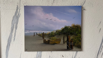Painting #2428 - 16x20" Canvas - Row Boat Seascape painted 5-5-26