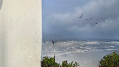 Painting #2104 - 16x20" Canvas - Cattails Seascape painted 10-15-25