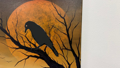 Painting #2607 - 16x20" Canvas - Raven Moon Landscape painted 9-18-26