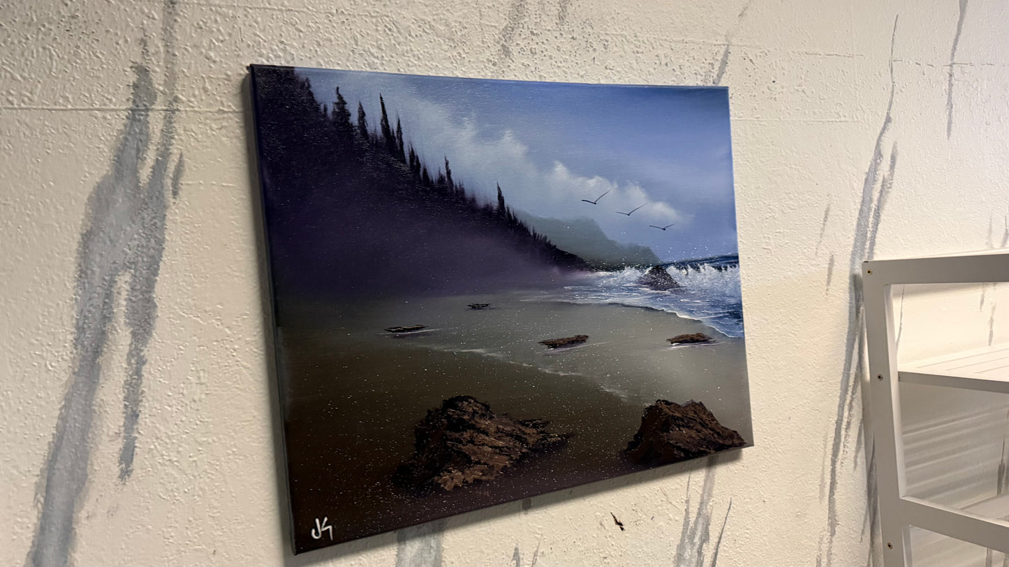 Painting #2197 - 16x20" Canvas - Oregon Coast Seascape painted 12-21-25