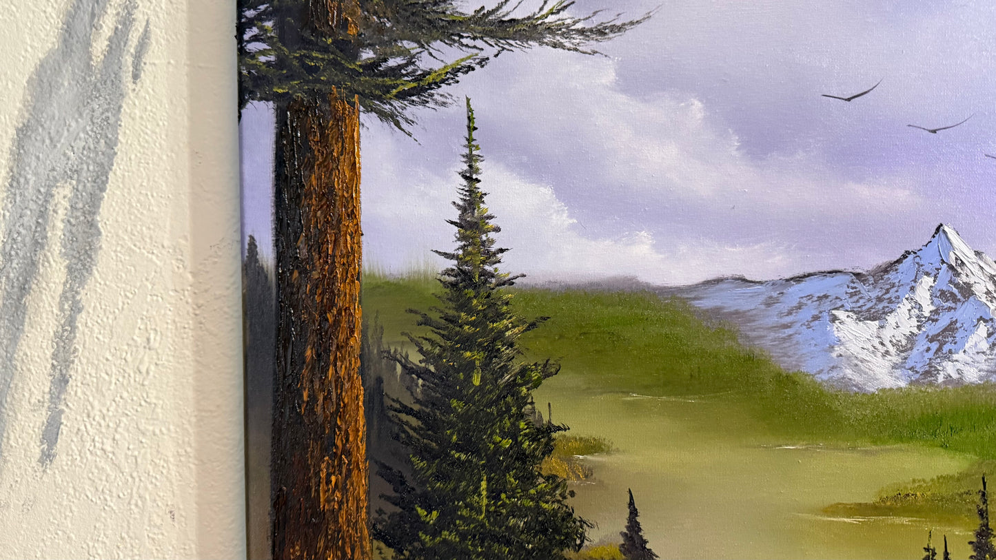 Painting #2404 - 18x24" Canvas - Mountain River Gorge Landscape painted 4-21-26