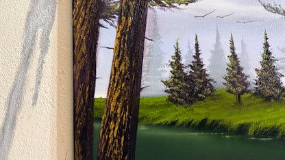 Painting #2312 - 20x24" Canvas - River Landscape painted 2-28-26