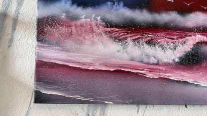 Painting #2121 - 18x24" Canvas - American Flag Seascape painted 10-26-25