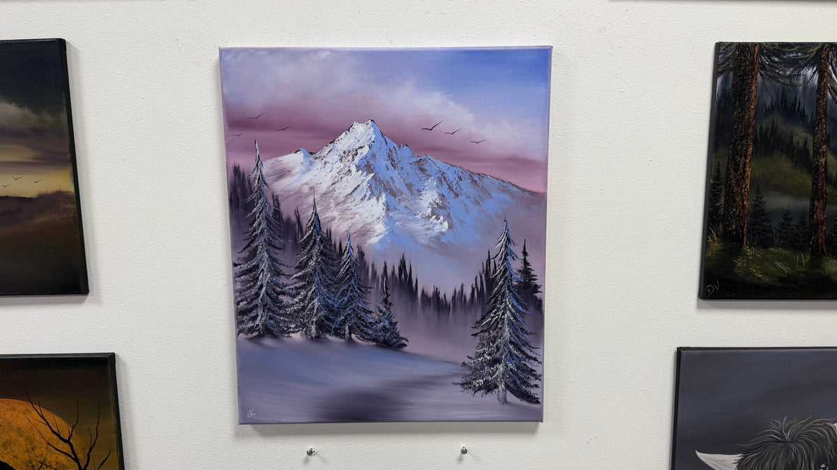 Painting #2658 - 20x24" Canvas - Winter Landscape painted 10-22-26
