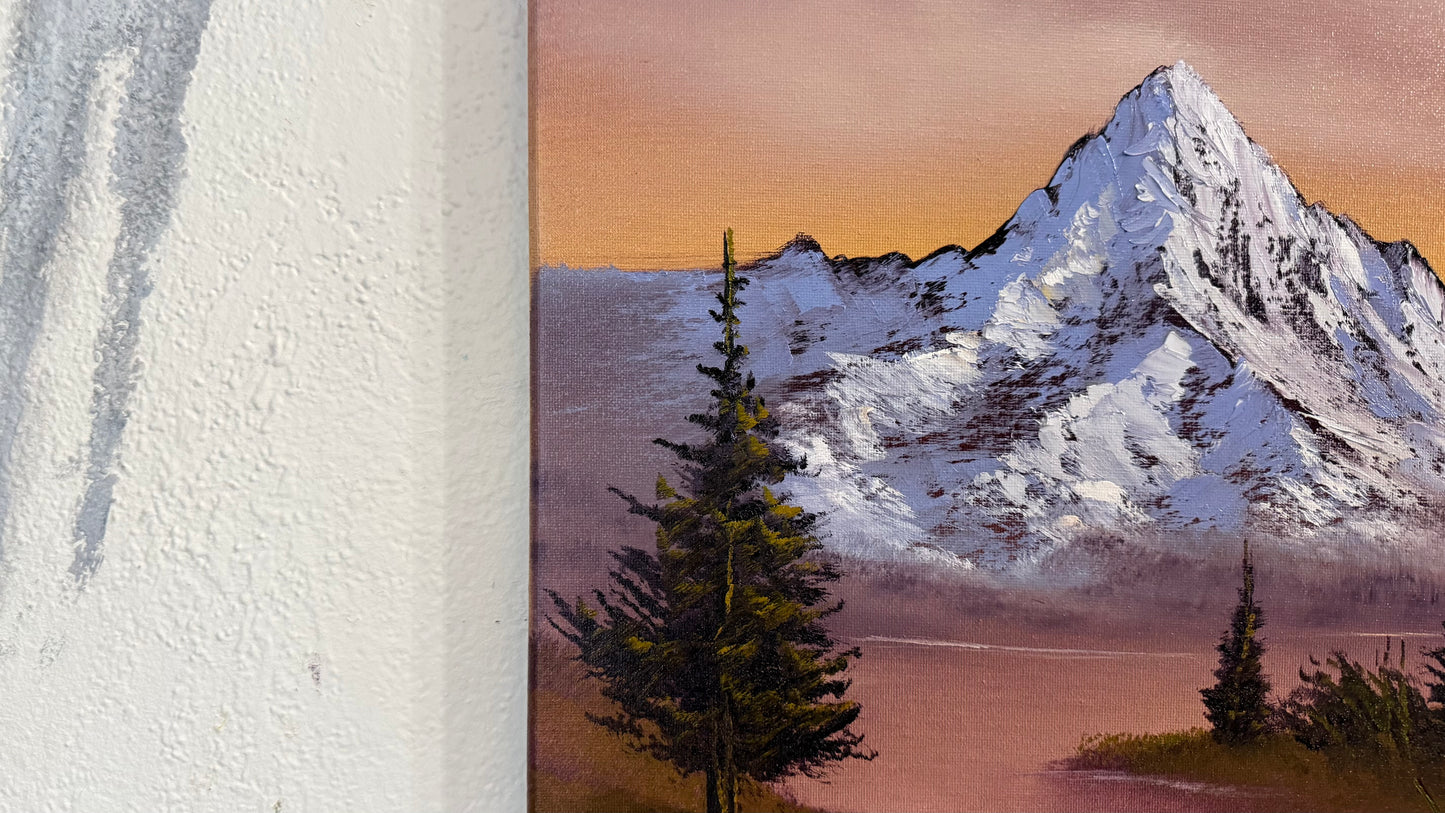 Painting #2388 - 16x20" Canvas - Sunset Mountain Landscape painted 4-14-26