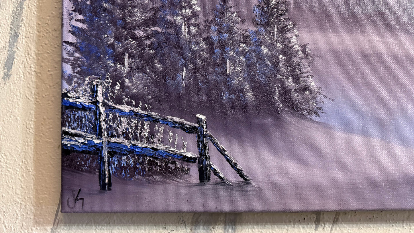 Painting #2255 - 18x24" Canvas - Winter Landscape painted 1-24-26