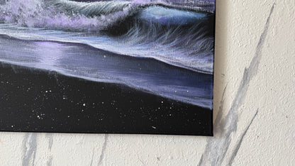 Painting #2318 - 16x20" Canvas - Acrylic Night Seascape painted 3-6-26