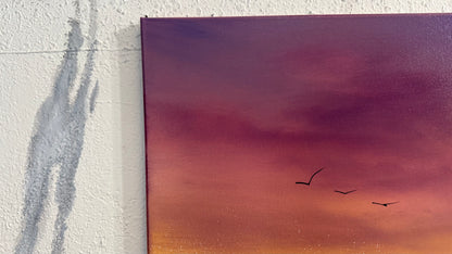 Painting #2294 - 16x20" Canvas - Sunset Seascape painted 2-20-26