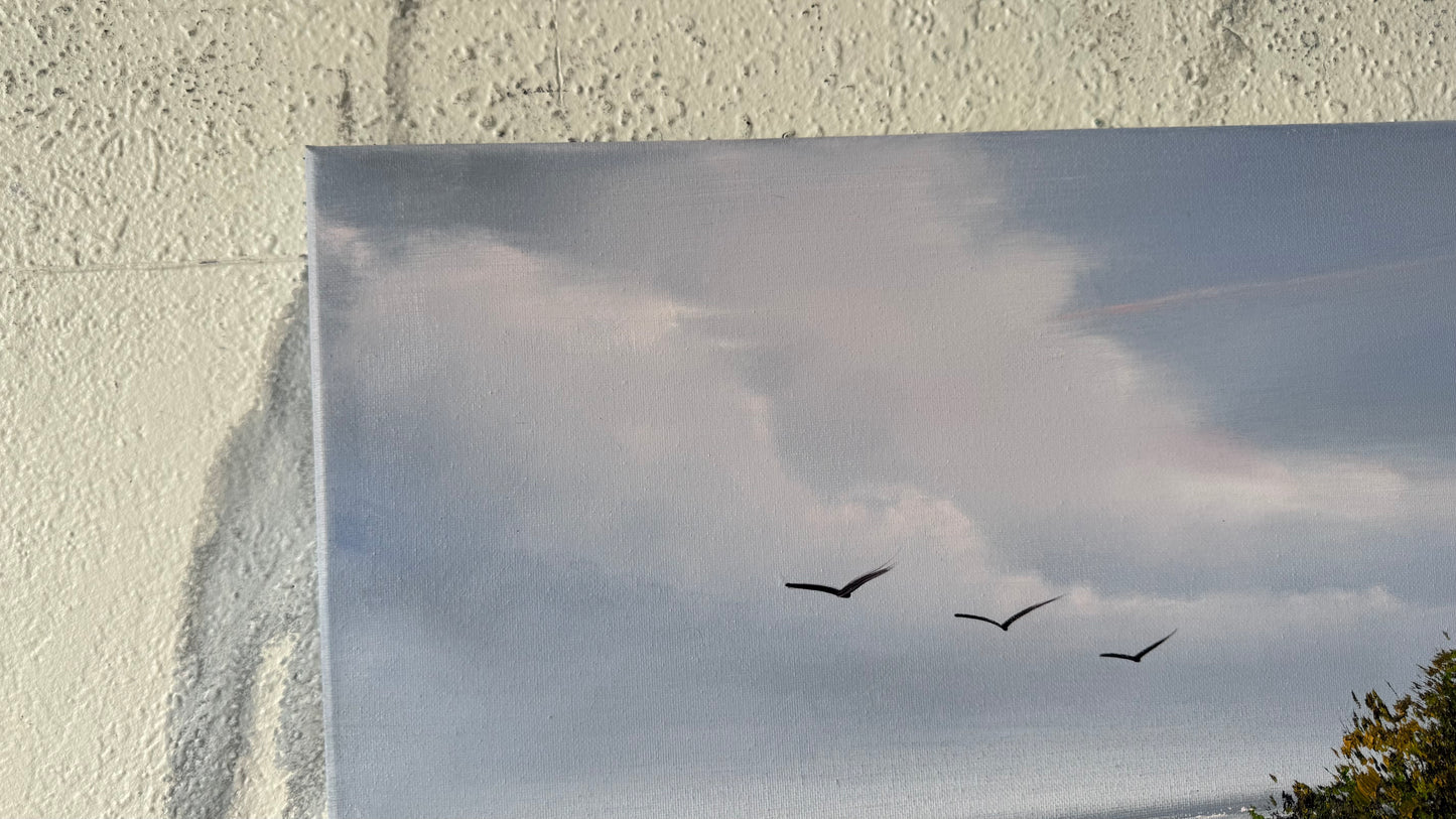 Painting #2466 - 16x20" Canvas - East Coast Boat Seascape painted 5-29-26
