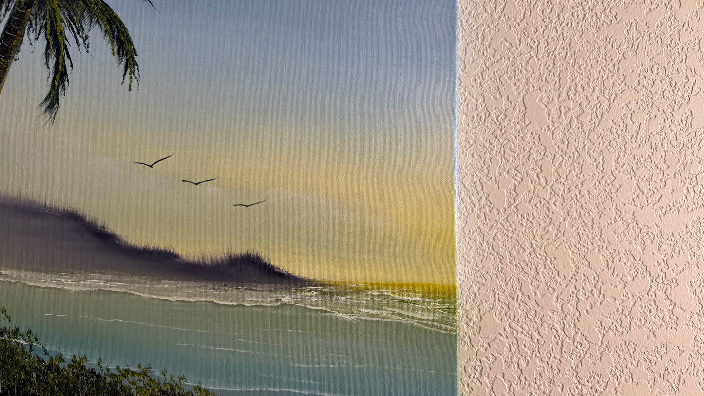 Painting #2515 - 16x20" Canvas - Sunset Seascape painted 7-13-26