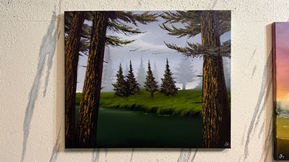 Painting #2312 - 20x24" Canvas - River Landscape painted 2-28-26