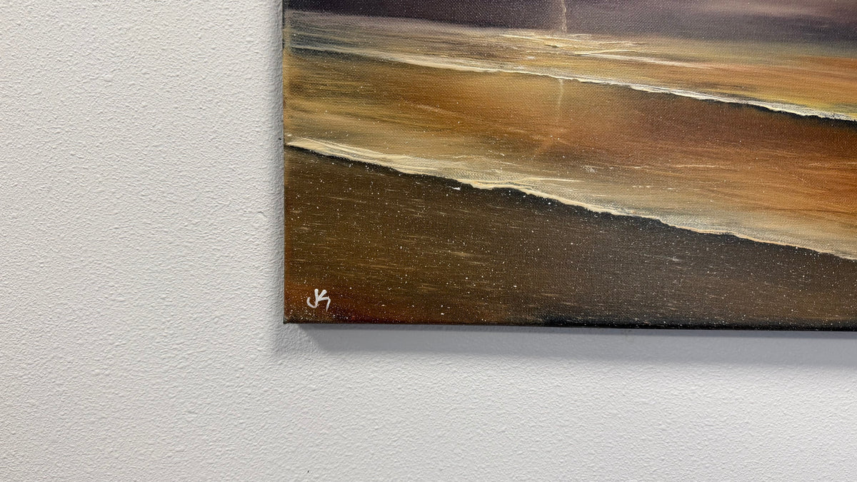 Painting #2590 - 16x20" Canvas - Lightning Thunderstorm Seascape painted 9-9-26