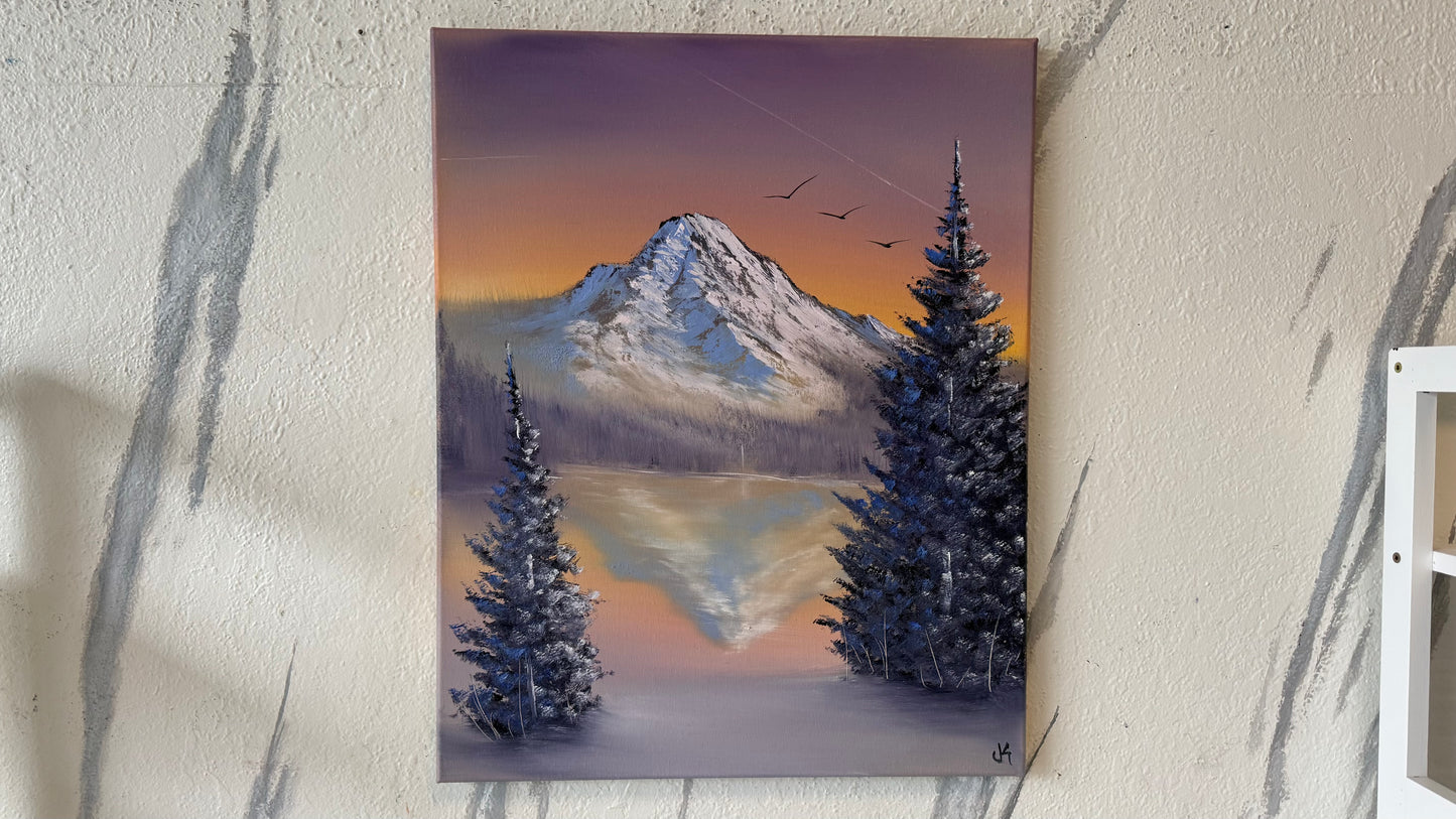 Painting #2171 - 16x20" Canvas - Trillium Lake Mt Hood painted 12-5-25