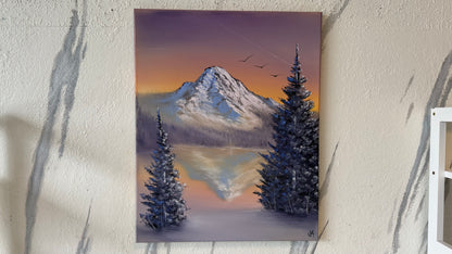 Painting #2171 - 16x20" Canvas - Trillium Lake Mt Hood painted 12-5-25