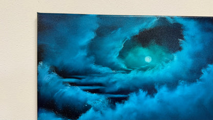 Painting #2570 - 22x28" Canvas - Cloud Stairway Crashing Wave Seascape painted on 8-28-26