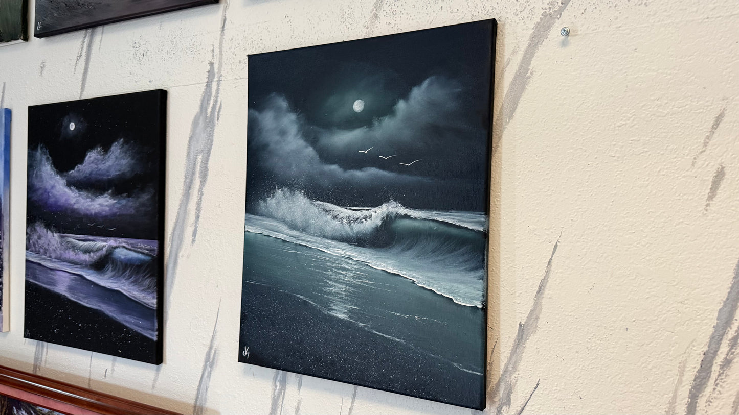 Painting #2329 - 16x20" Canvas - Crashing Waves Seascape painted 3-10-26
