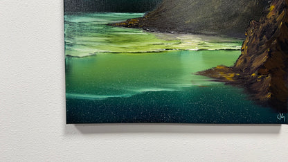 Painting #2581 - 18x24" Canvas - Night Tropical Seascape painted 9-4-26