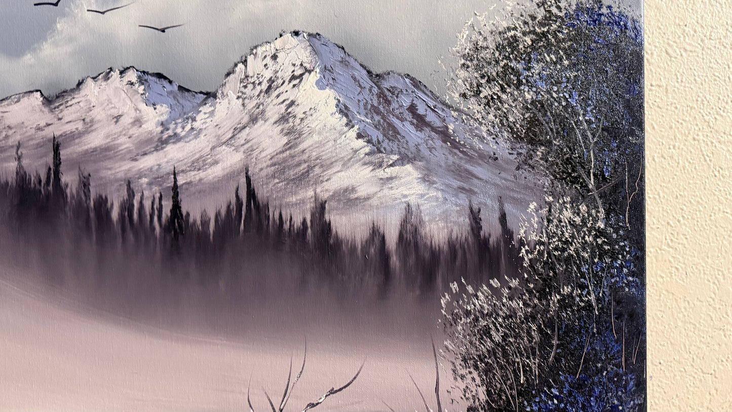 Painting #2234 - 20x24" Canvas - Winter Landscape painted 1-12-26