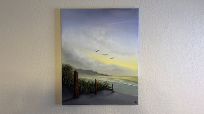 Painting #2497 - 16x20" Canvas - Blue Sky Seascape painted 6-29-26