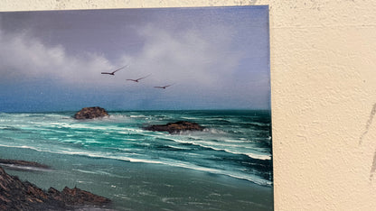 Painting #2225 - 16x20" Canvas - Angler's Coast Seascape painted 1-8-26