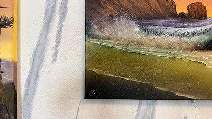 Painting #2385 - 16x20" Canvas - Aphrodite's Rock Seascape painted 4-13-26