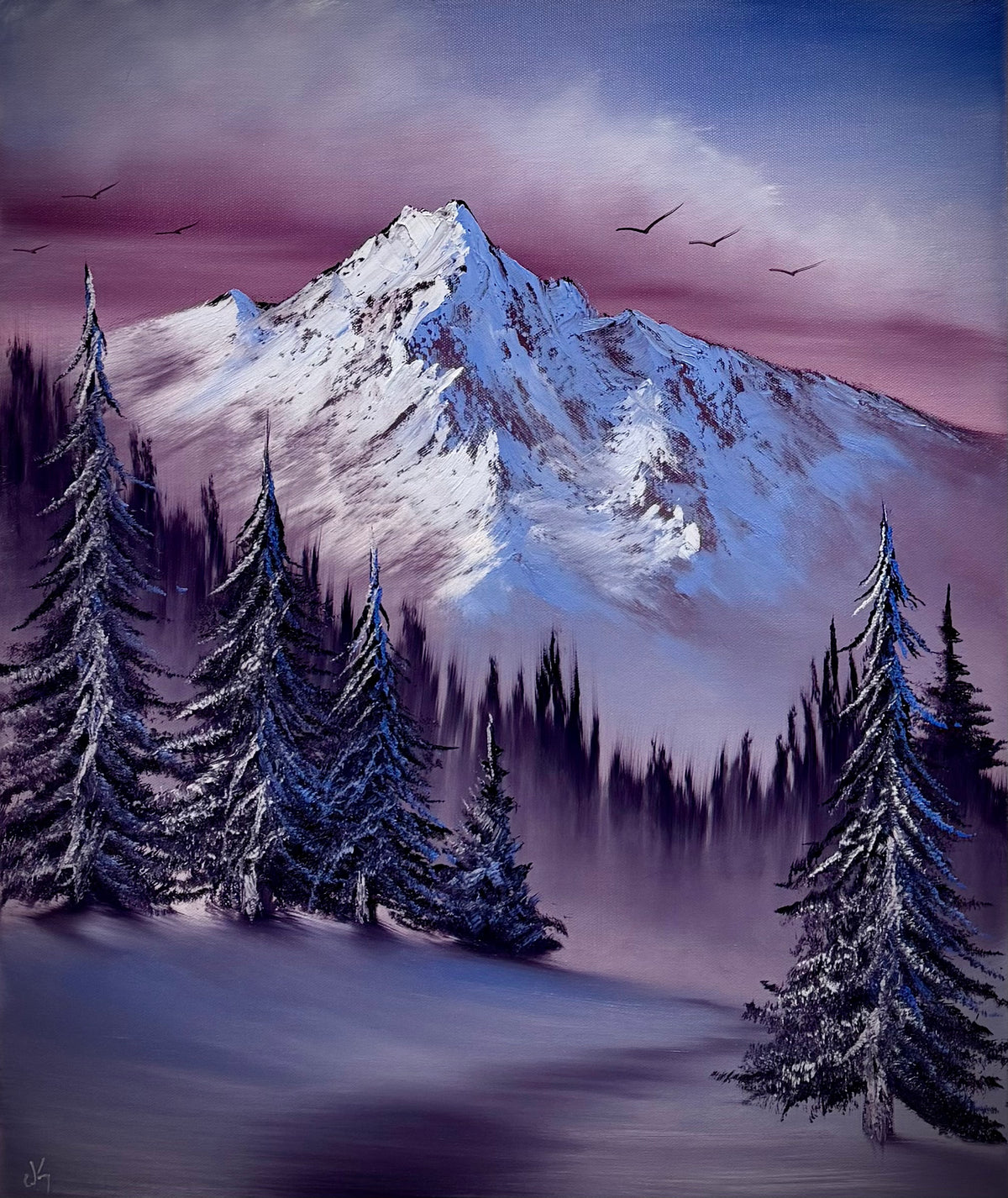 Painting #2658 - 20x24" Canvas - Winter Landscape painted 10-22-26