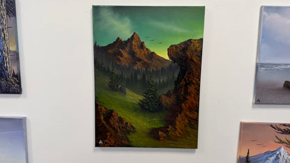 Painting #2556 - 18x24" Canvas - Sunset Mountain Landscape painted 8-19-26