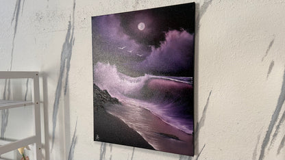 Painting #2154 - 16x20" Canvas - Purple Pinky Seascape painted 11-20-25