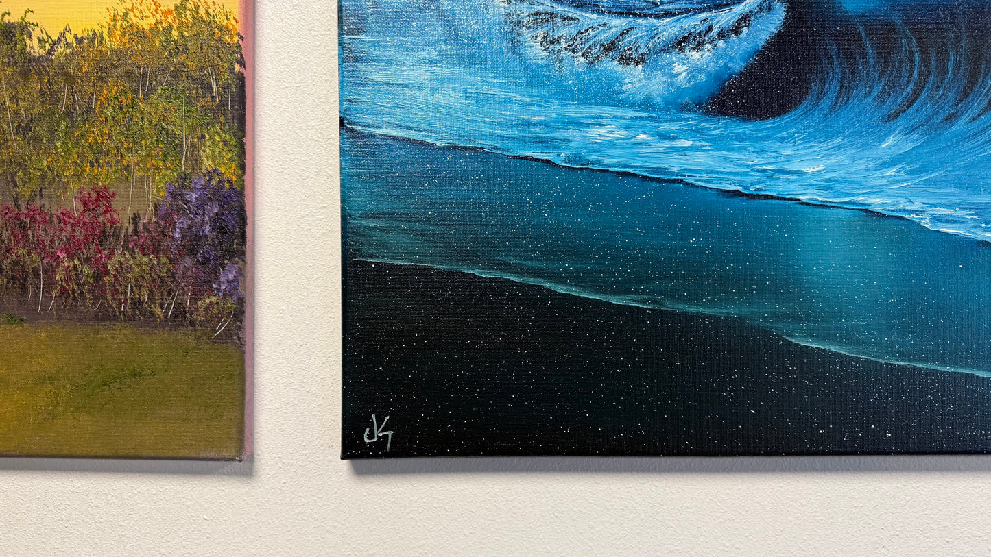 Painting #2519 - 16x20" Canvas - Crashing Wave Seascape painted 7-18-26