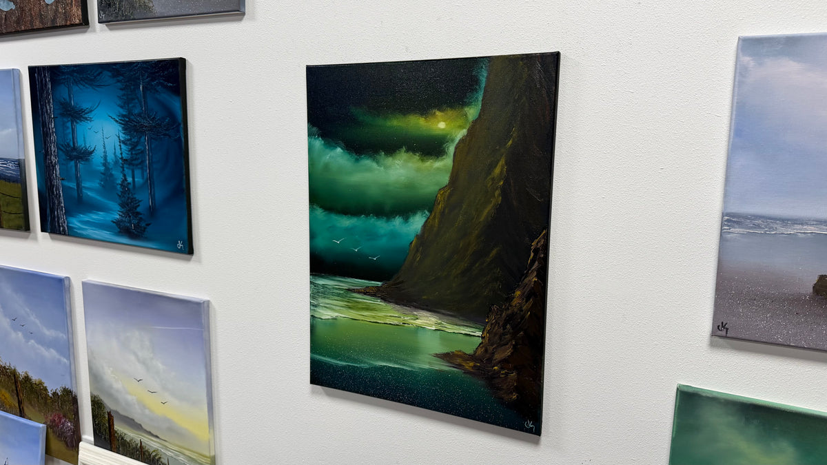 Painting #2581 - 18x24" Canvas - Night Tropical Seascape painted 9-4-26