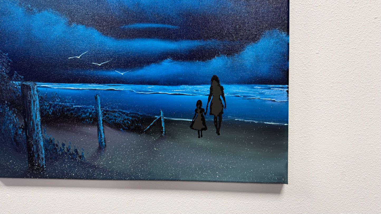 Painting #2529 - 16x20" Canvas - Night Seascape painted 7-26-26