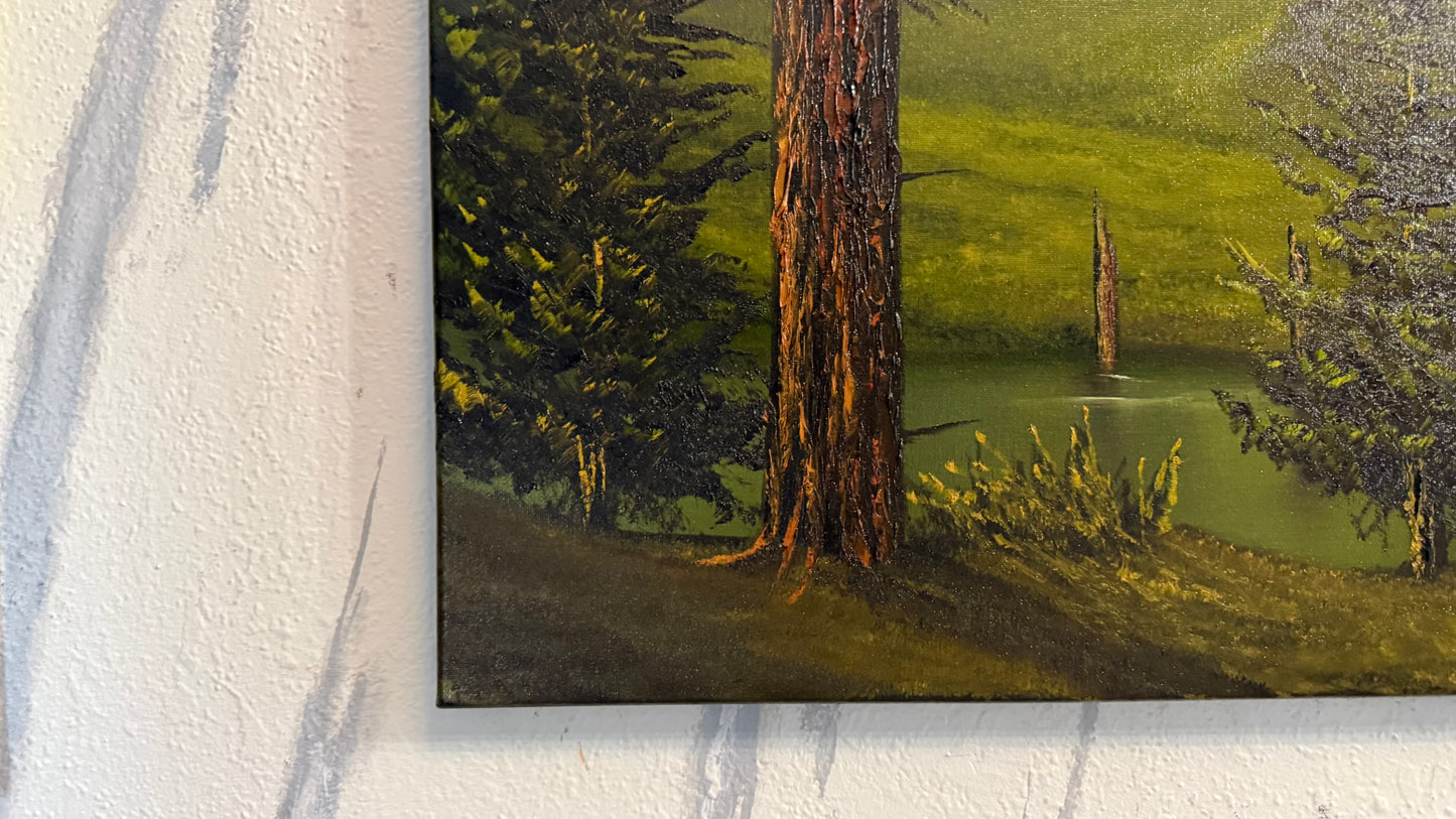 Painting #2406 - 20x24" Canvas - Pacific Northwest Forest Landscape painted 4-23-26