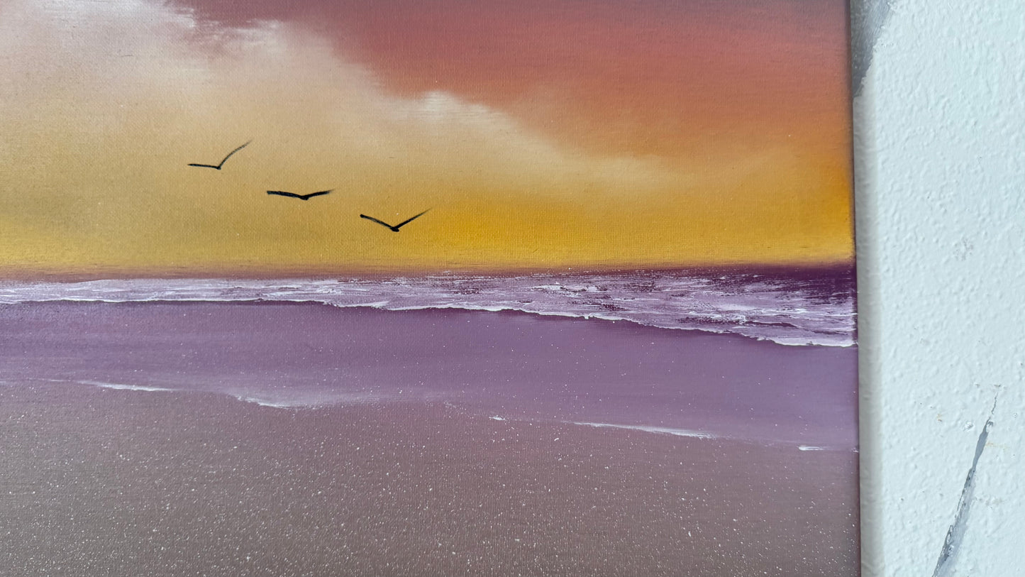 Painting #2475 - 16x20" Canvas - Sunset Seascape painted 6-3-26