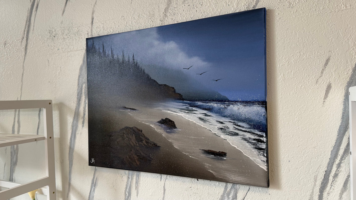 Painting #2133 - 18x24" Canvas - Oregon Seascape painted 11-3-25