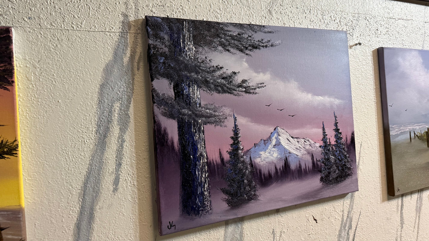 Painting #2453 - 16x20" Canvas - Sunrise Winter Landscape painted 5-22-26
