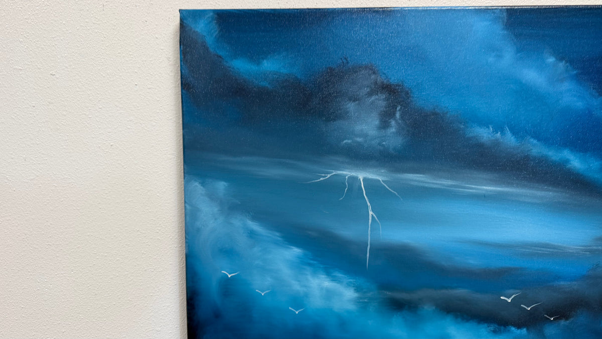 Painting #2604 - 16x20" Canvas - Dramatic Cloud Landscape painted 9-17-26