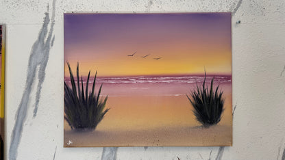 Painting #2360 - 16x20" Canvas - Sunset Seascape painted 3-28-26