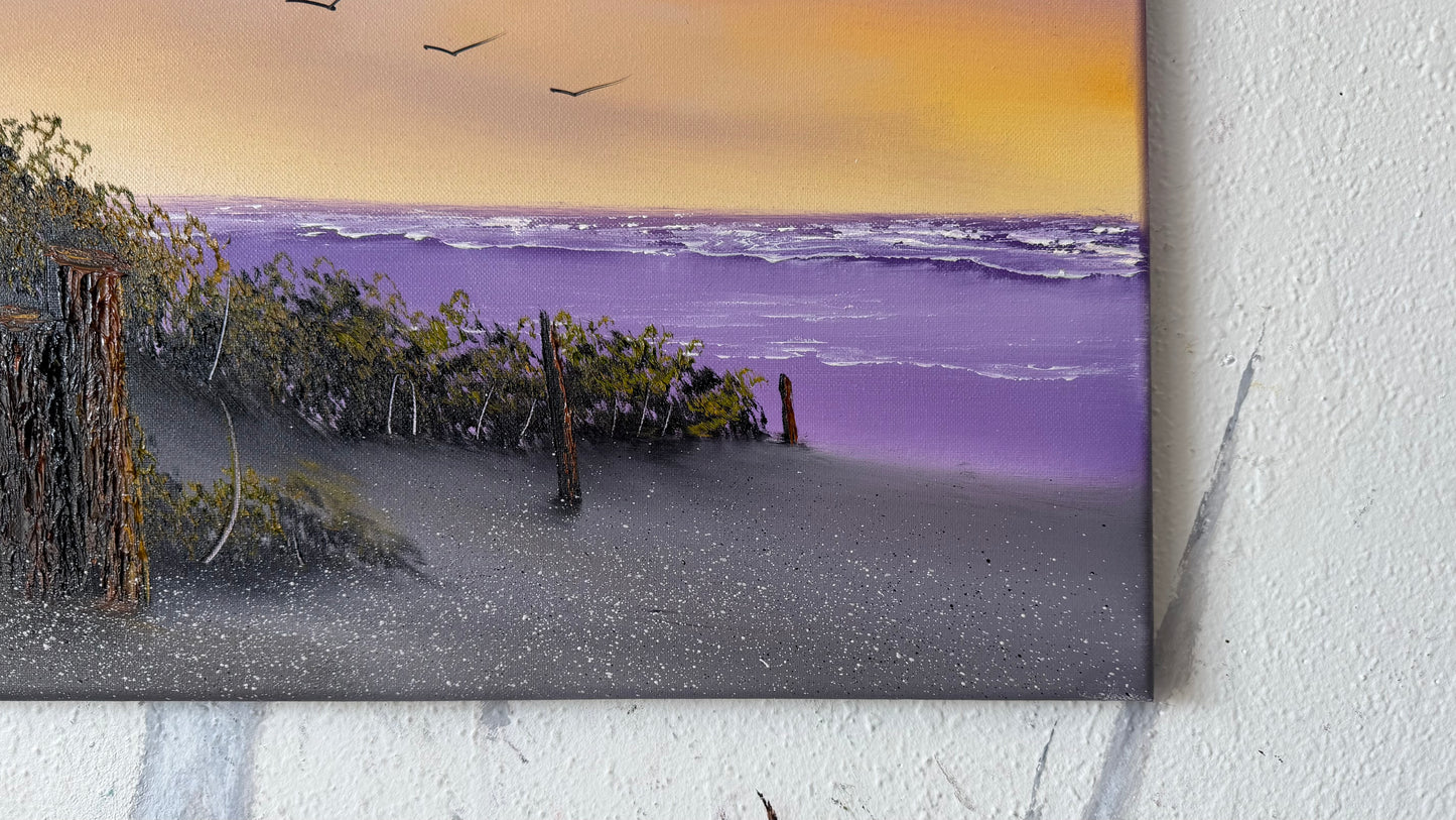 Painting #2479 - 16x20" Canvas - East Coast Sunset Seascape painted 6-6-26