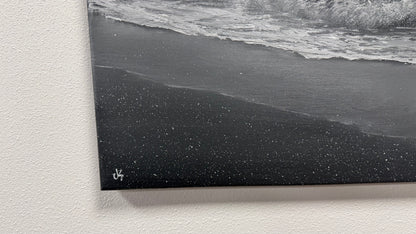 Painting #2536 - 20x24" Canvas - Black and White Mountain Seascape painted 7-31-26